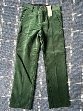 BNWT Janie and Jack Boys sz 10 Hunter Green Velvet Holiday Pants